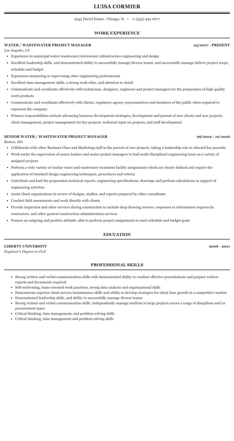 Sample Resume for Water Treatment Engineer Wastewater Treatment Engineer Resume Finder Jobs