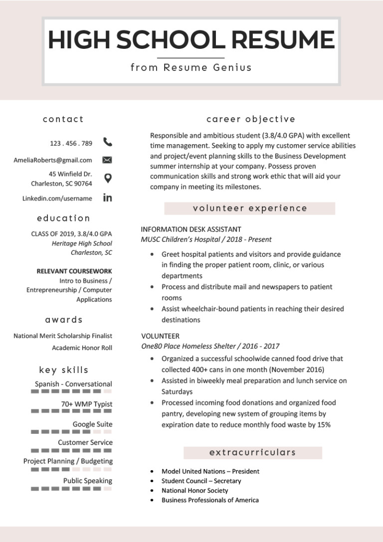 Sample Resume for Work Immersion Senior High School High School Student Resume Sample & Writing Tips