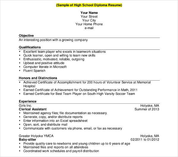 Sample Resume for Work Immersion Senior High School Sample Student Resume for Work Immersion