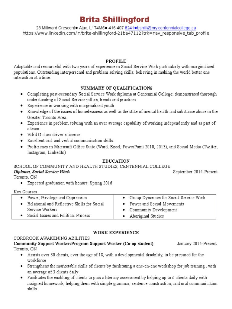 Sample Resume for Working with Developmental Disabilities Brita Shillingford Resume 2016