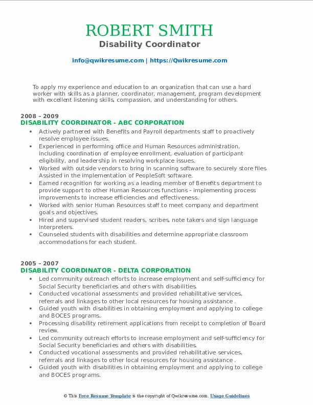 Sample Resume for Working with Developmental Disabilities Disability Coordinator Resume Samples