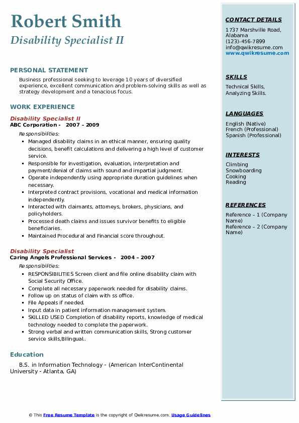 Sample Resume for Working with Developmental Disabilities Disability Specialist Resume Samples
