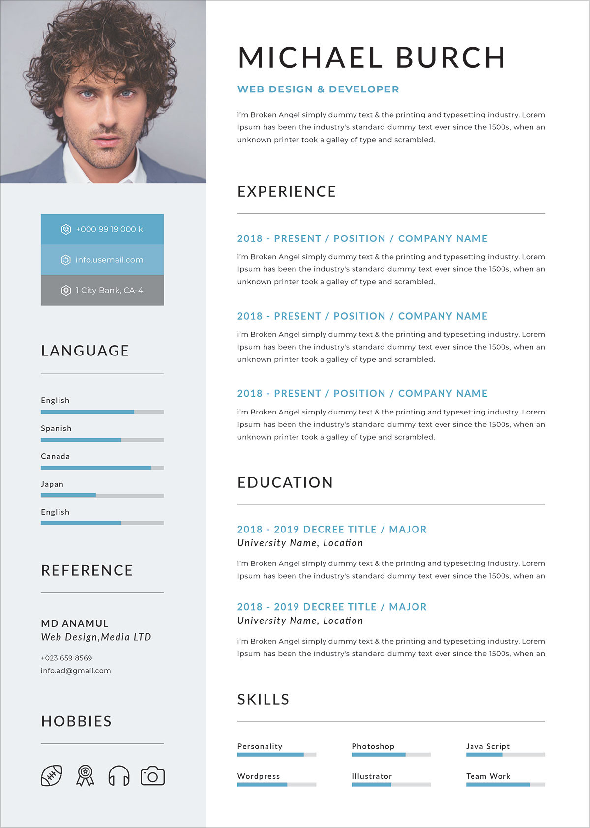 Sample Resume format Doc File Download Free Professional Resume Template In Doc Psd & Ai format