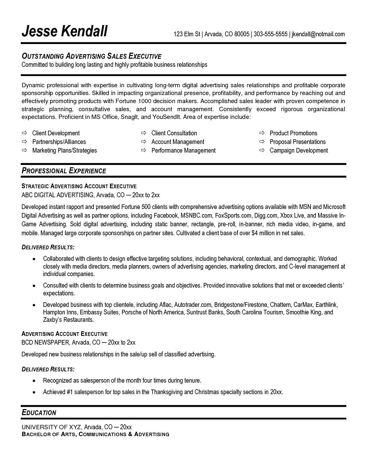 Sample Resume format for Accounts Executive Account Executive Resume Sample