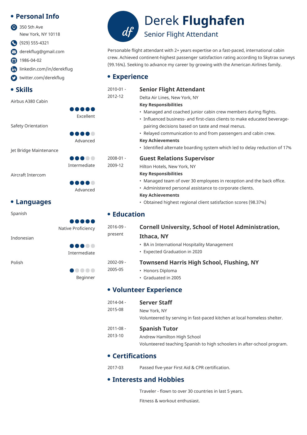 Sample Resume Of Flight attendant No Experience Flight attendant Sample Resume No Prior Experience – Good Resume …