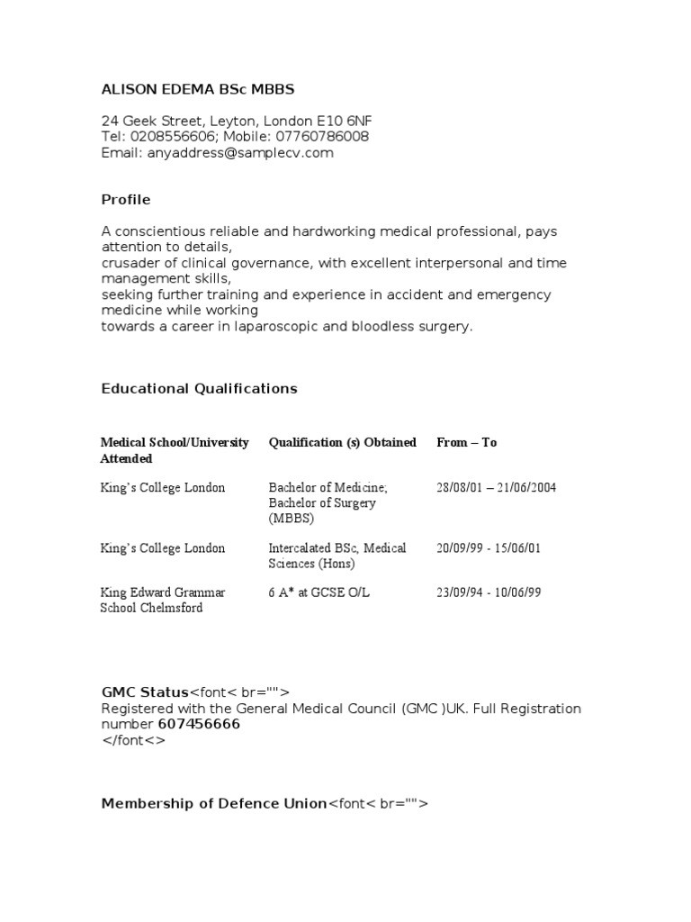 Sample Resume Of Mbbs Fresher Doctor Mbbs Freshers Resume Surgery