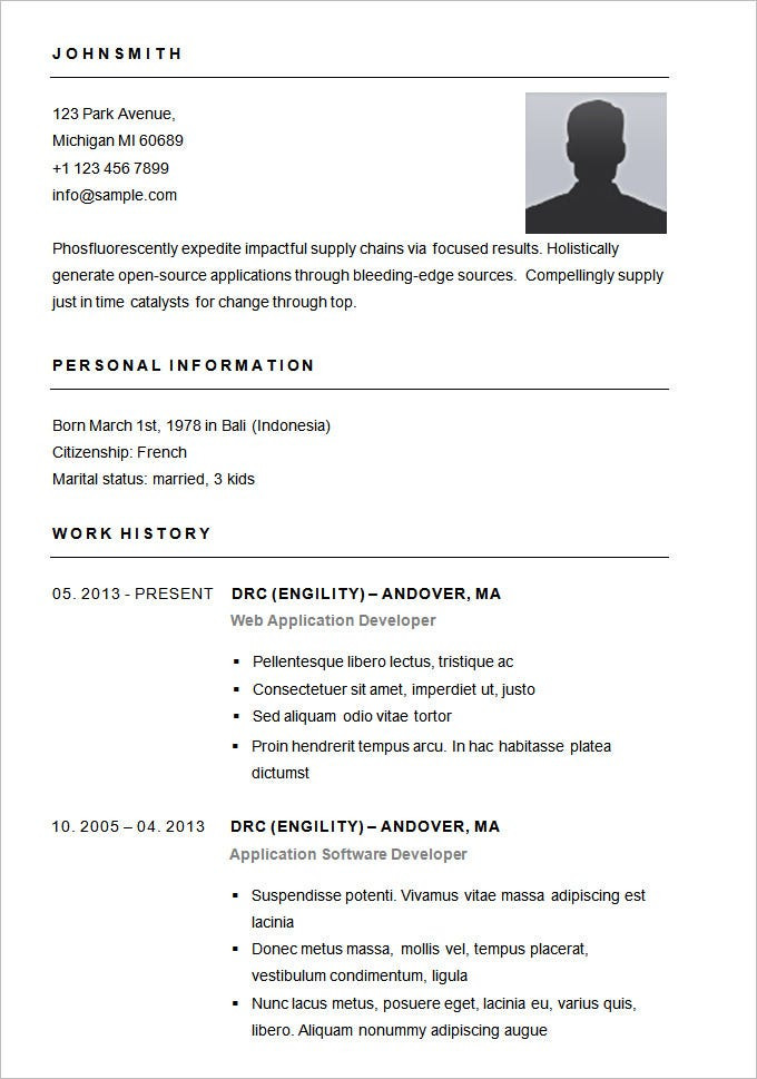 Simple Sample Resume format Free Download 70 Basic Resume Templates Pdf Doc Psd