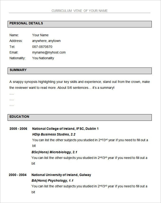 Simple Sample Resume format Free Download 70 Basic Resume Templates Pdf Doc Psd