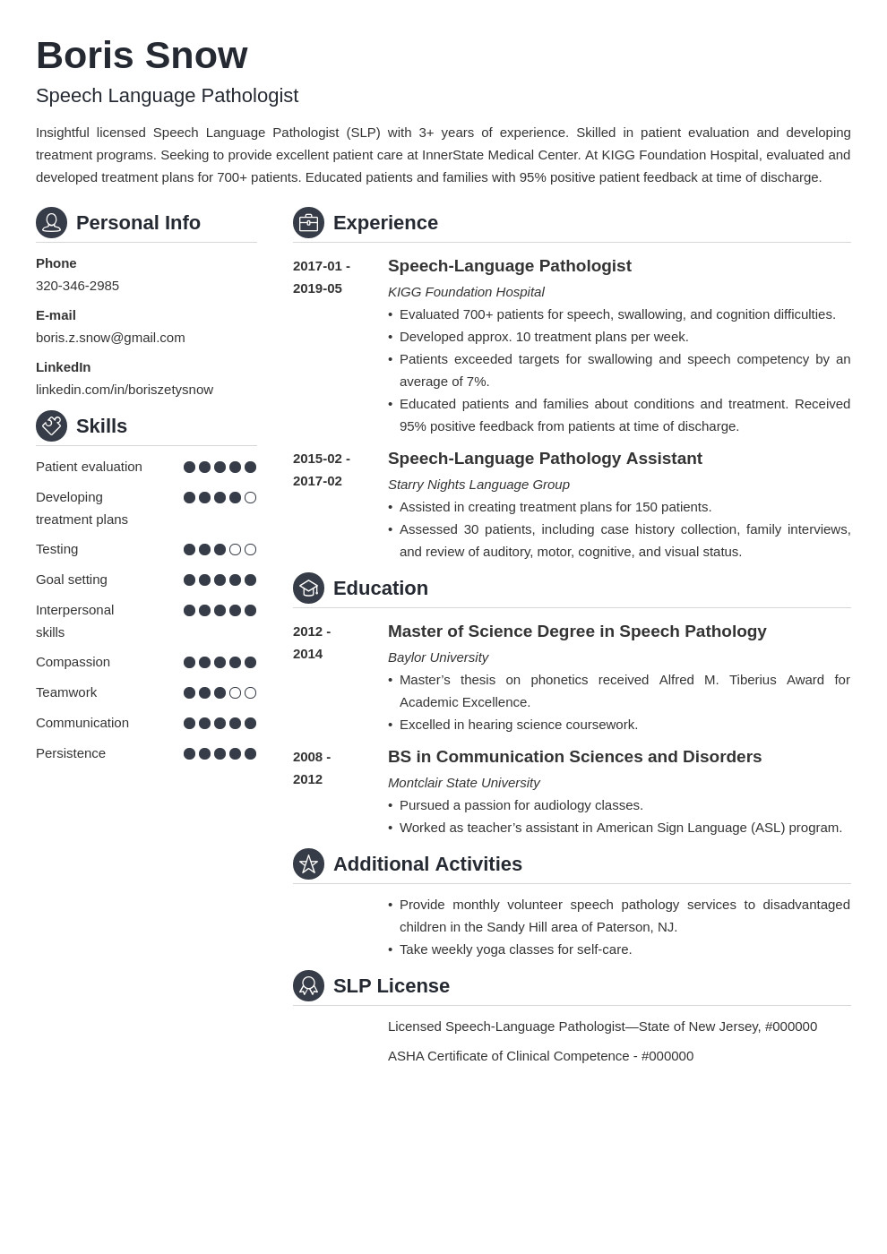 Speech Language Pathologist Slp Resume Sample Speech Pathologist Resume Slp Resume Examples & Tips