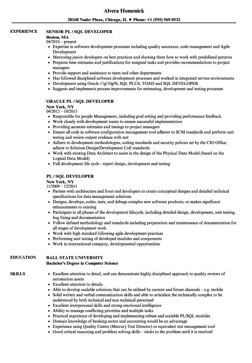 Sql Developer Sample Resume for Experienced Pl Sql Developer Resume Samples Sql Developer Sample Resume for Experienced Pl Sql Developer Resume Samples
