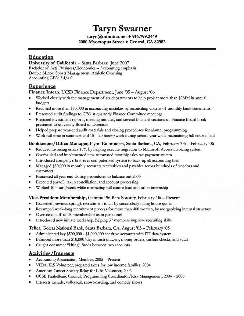 Banking Resume Sample for Fresh Graduate Finance Resume New Grad