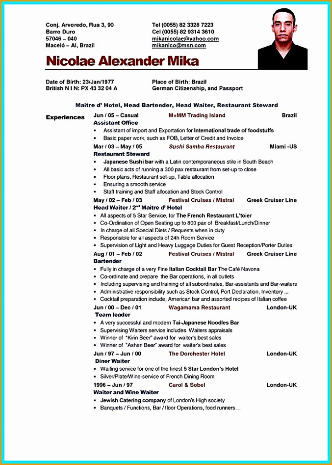 Bartending Resume Samples with No Experience 7 Bartender Resume No Experience Free Samples Examples