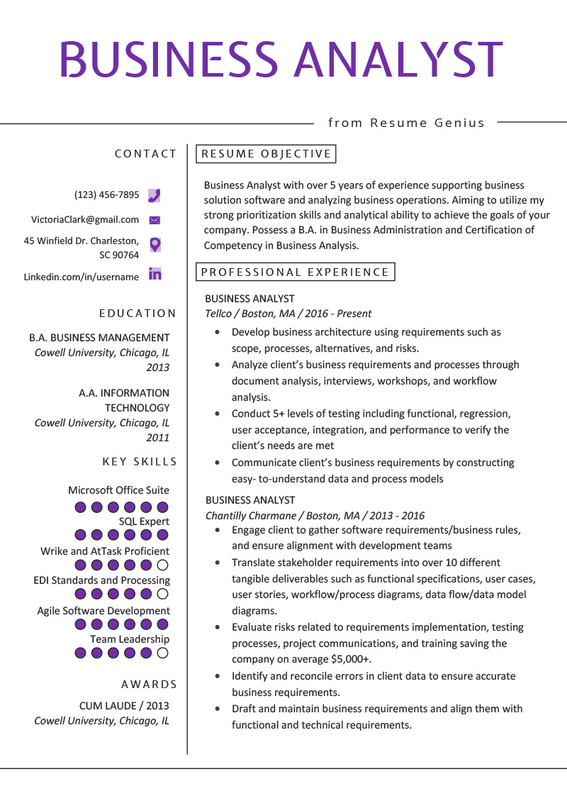 Business Analyst Resume Sample Doc India Business Analyst Resume Example & Writing Guide
