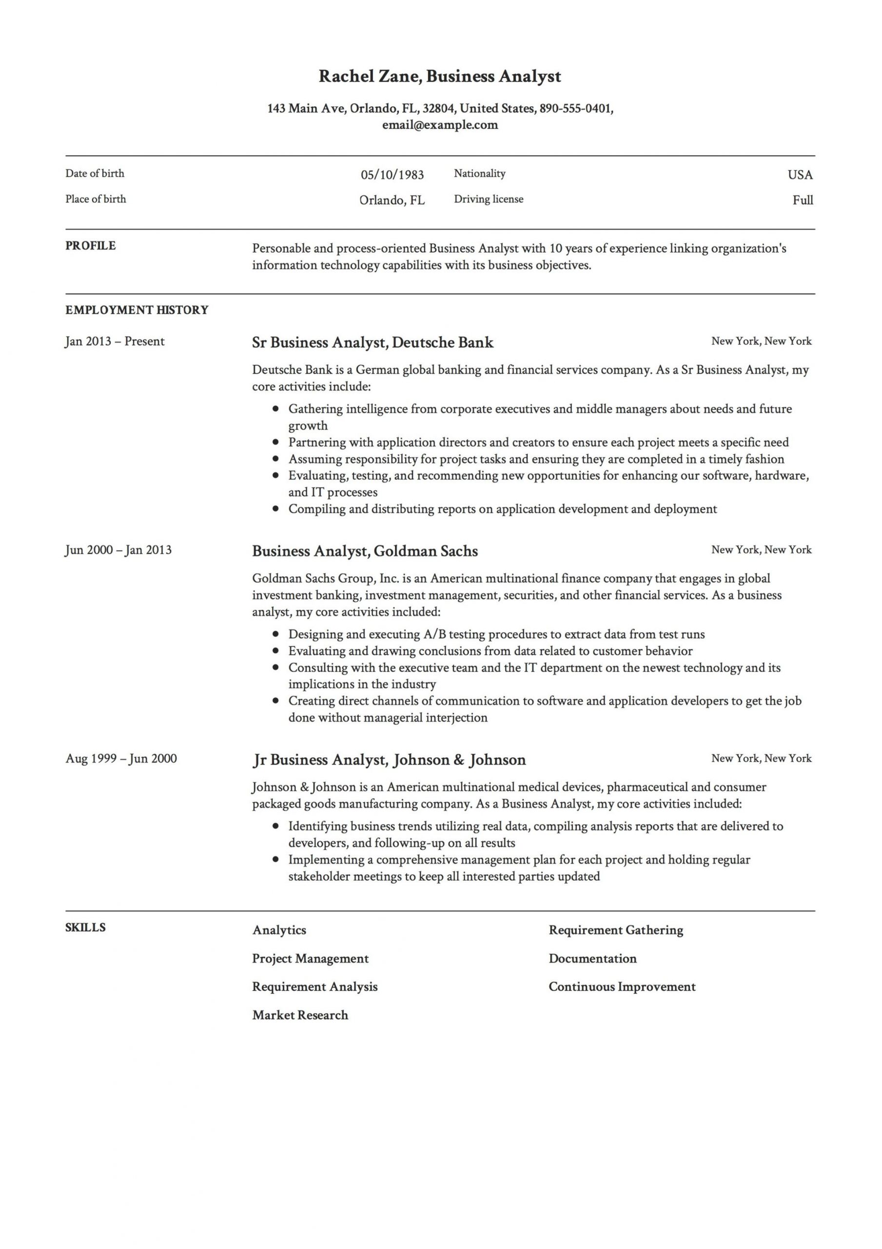 Business Analyst Resume Samples for Experienced Business Analyst Resume & Guide 12 Templates Business Analyst Resume Samples for Experienced Business Analyst Resume & Guide 12 Templates