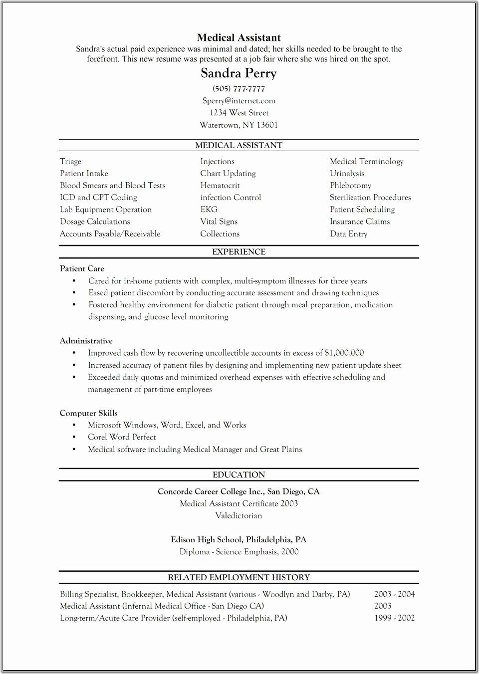 Entry Level Medical assistant Resume Template Pin On Resume and Cover Letter