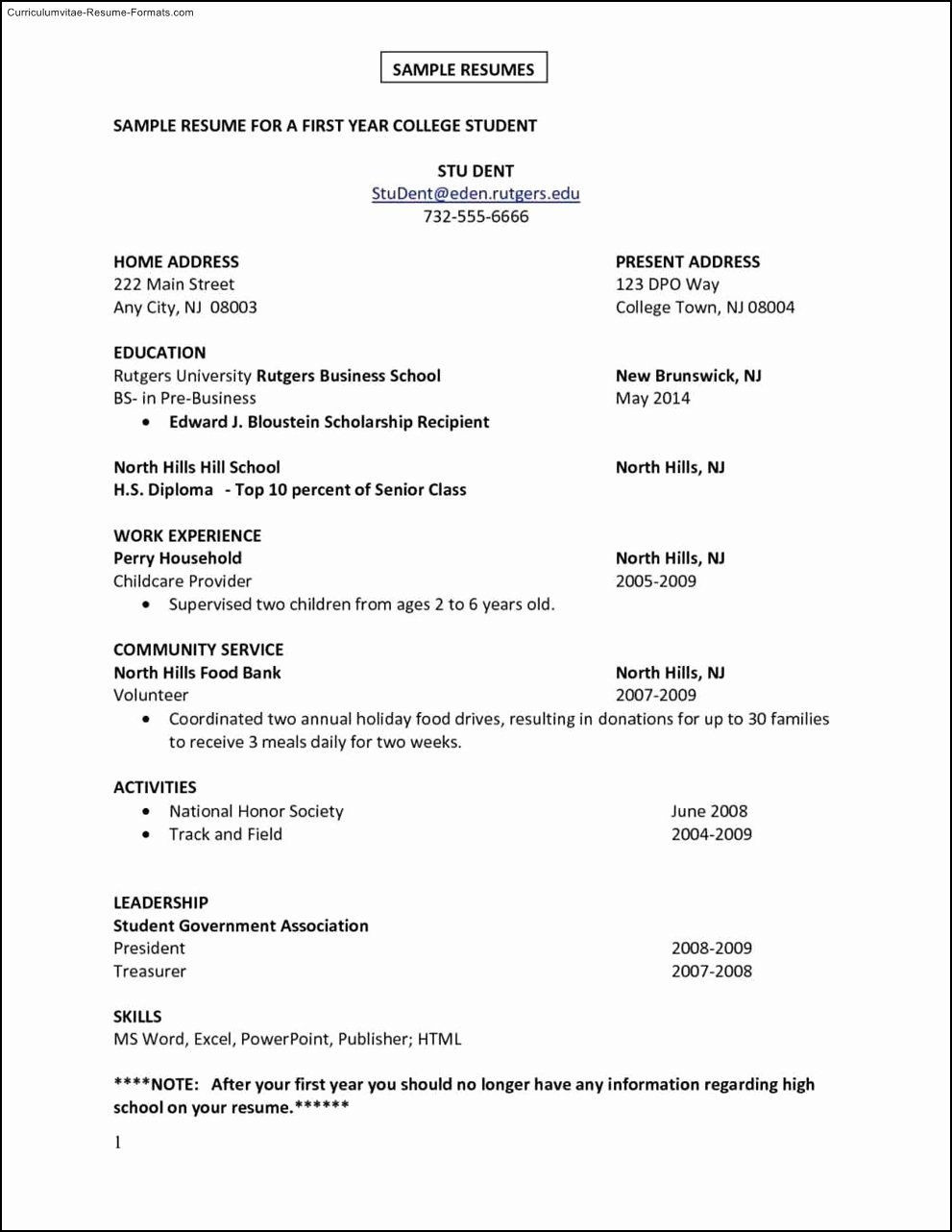 First Year College Student Resume Template First Job Resume Template Awesome First Job Resume Template …
