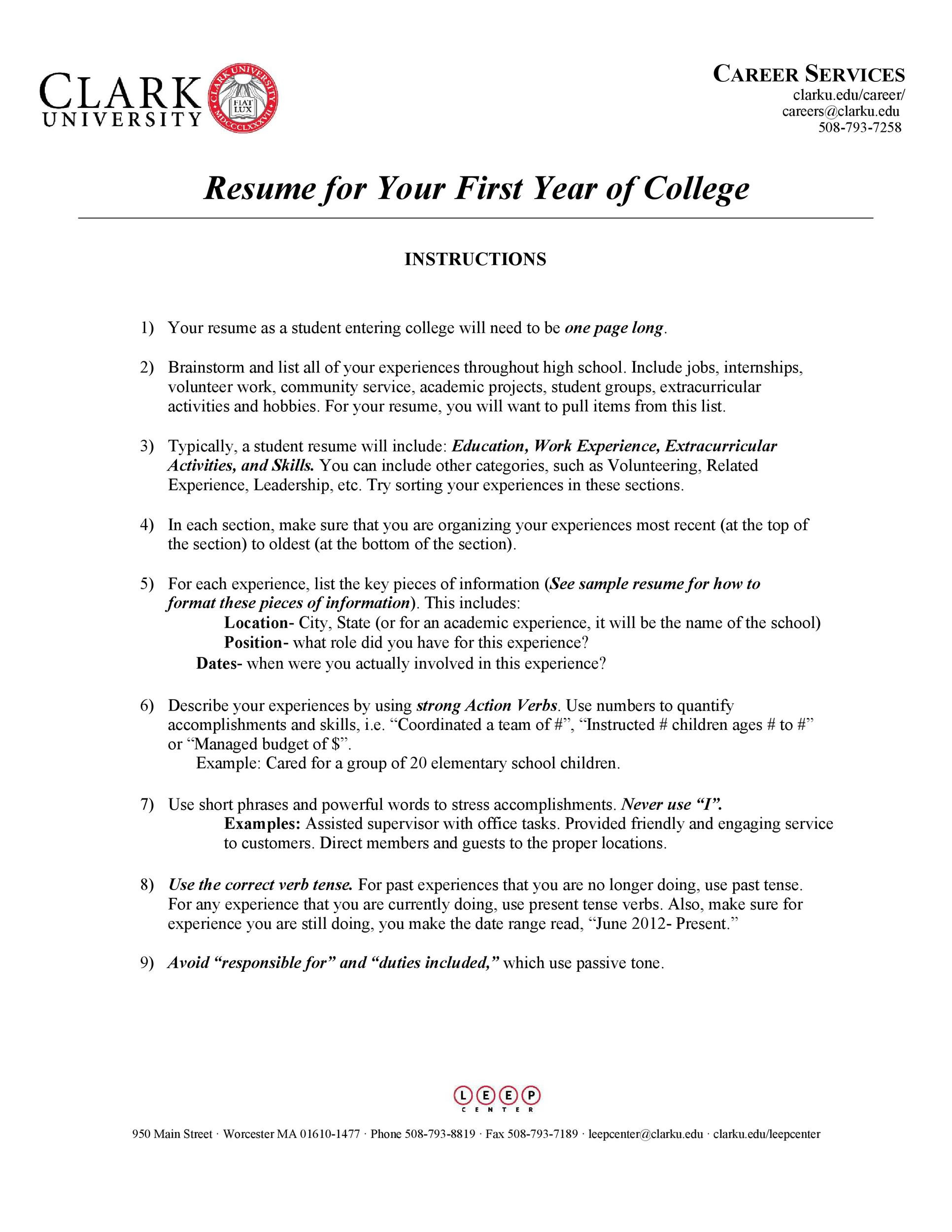 Free Resume Samples for College Students Resume Template Collection College Level College Student