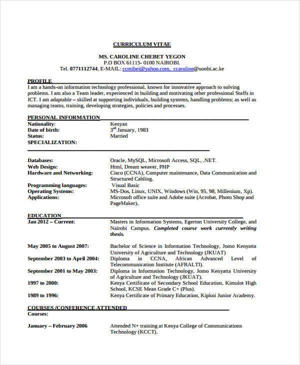 Free Resume Samples for It Professionals 40 Simple It Resume Templates Pdf Doc