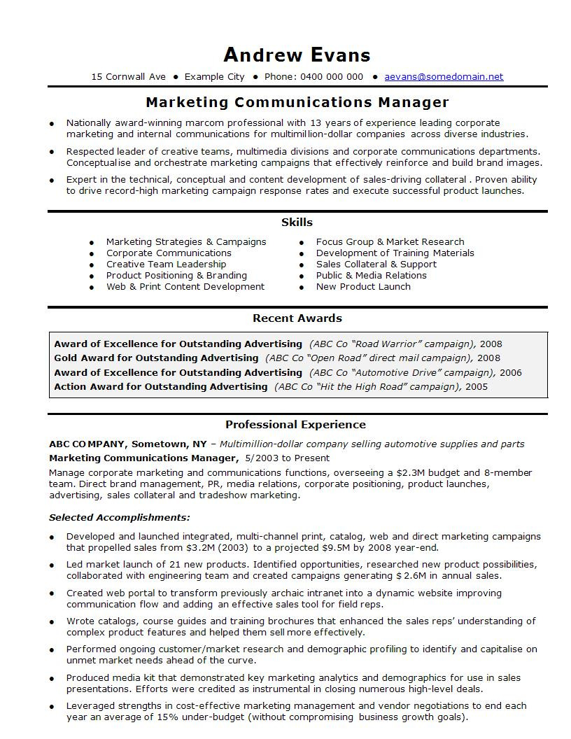 Free Resume Samples for Sales and Marketing Sales and Marketing Resume Template