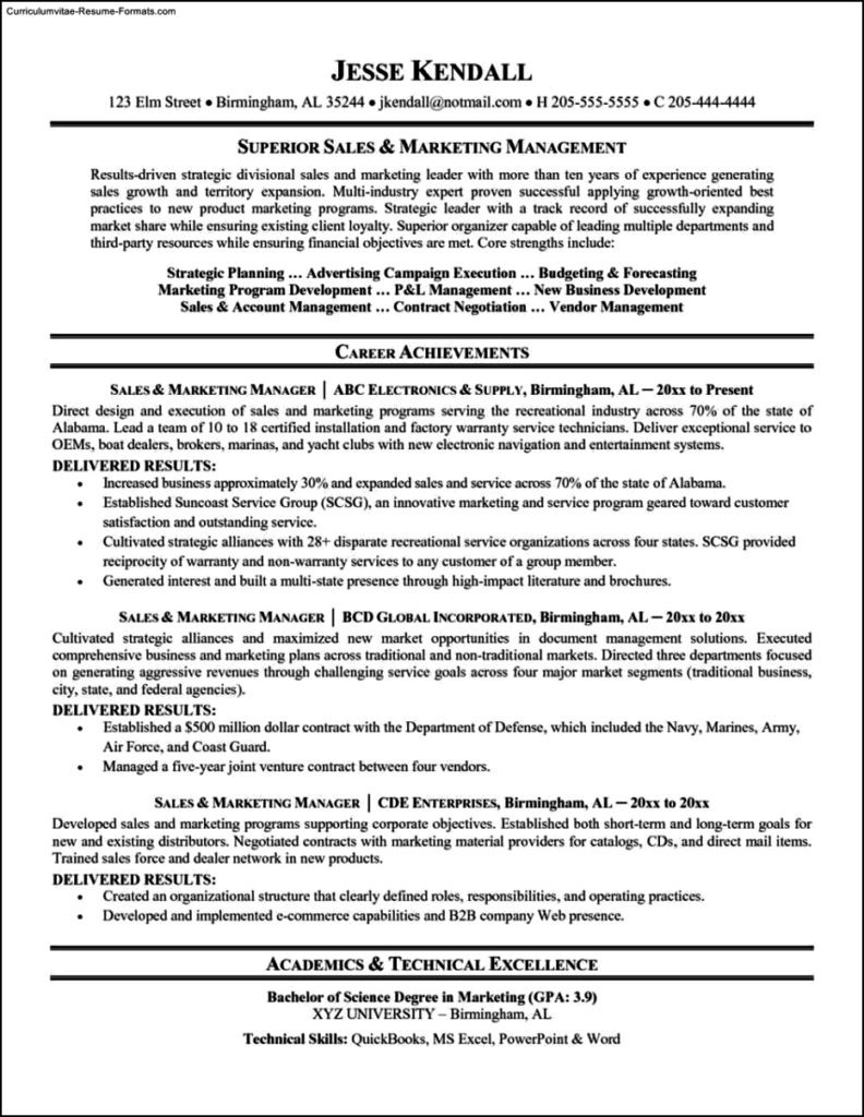 Free Resume Samples for Sales and Marketing Sales and Marketing Resume Templates