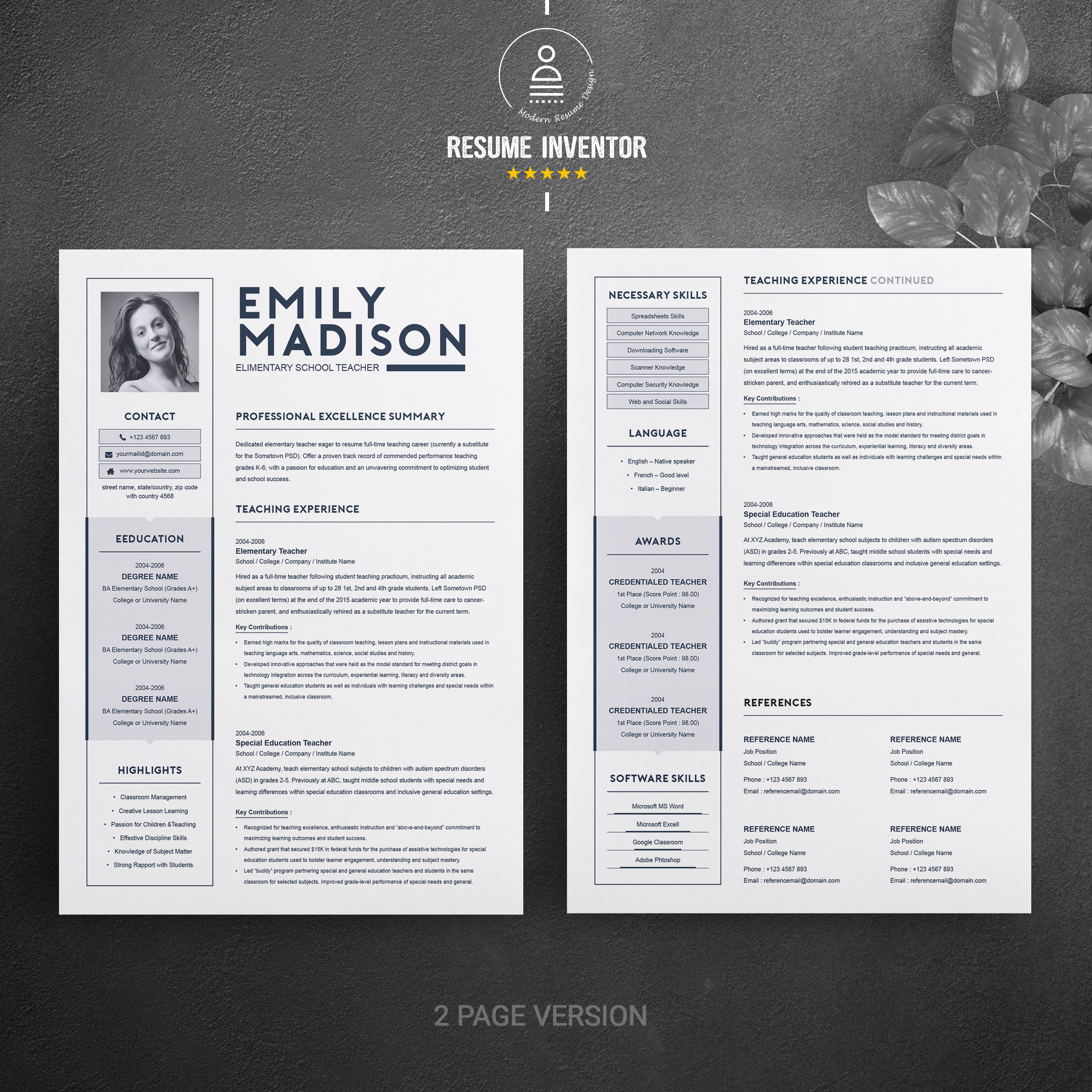 Free Resume Template for Elementary School Teacher Teacher Resume Template for Ms Word – Graphicfy