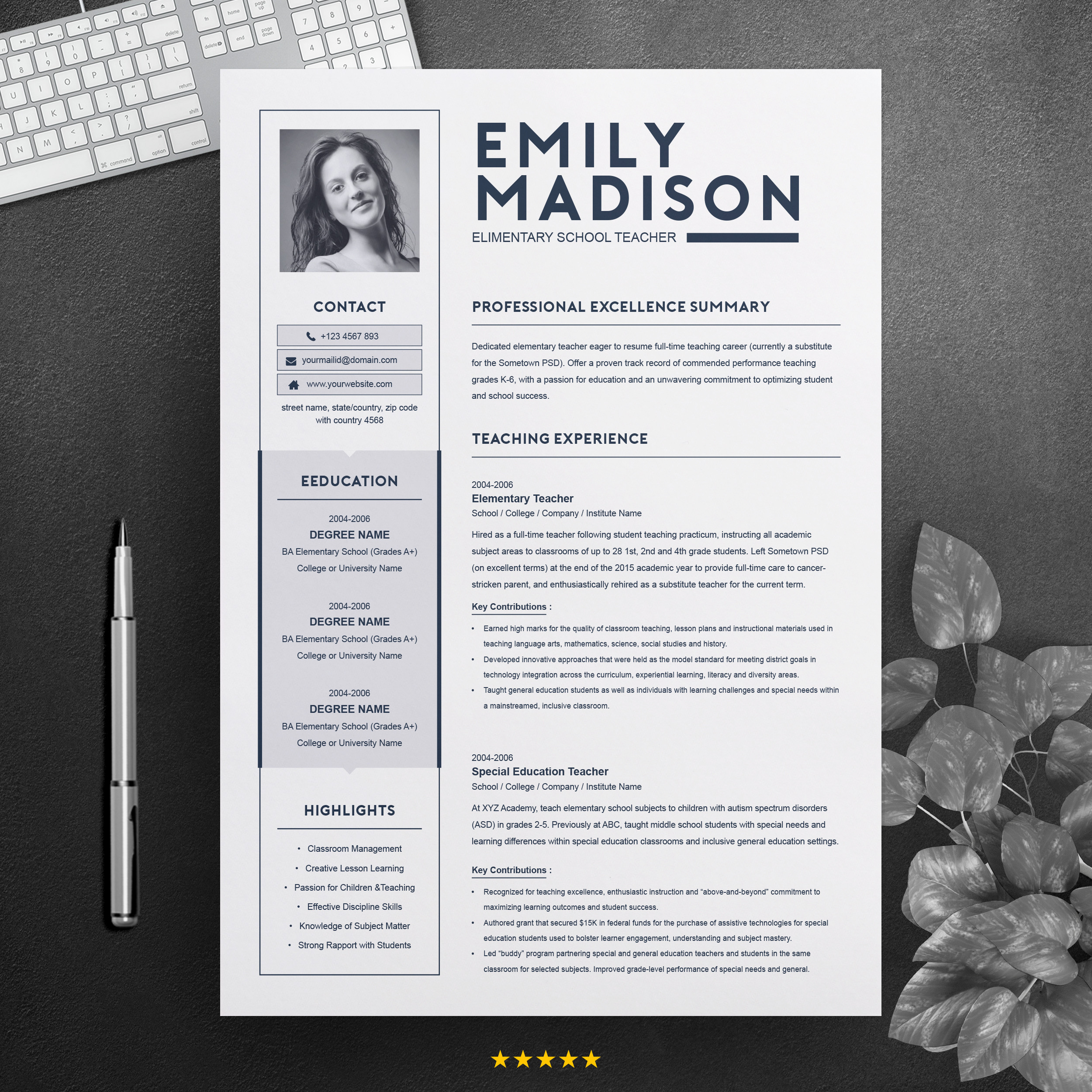 Free Resume Template for Elementary School Teacher Teacher Resume Template for Ms Word
