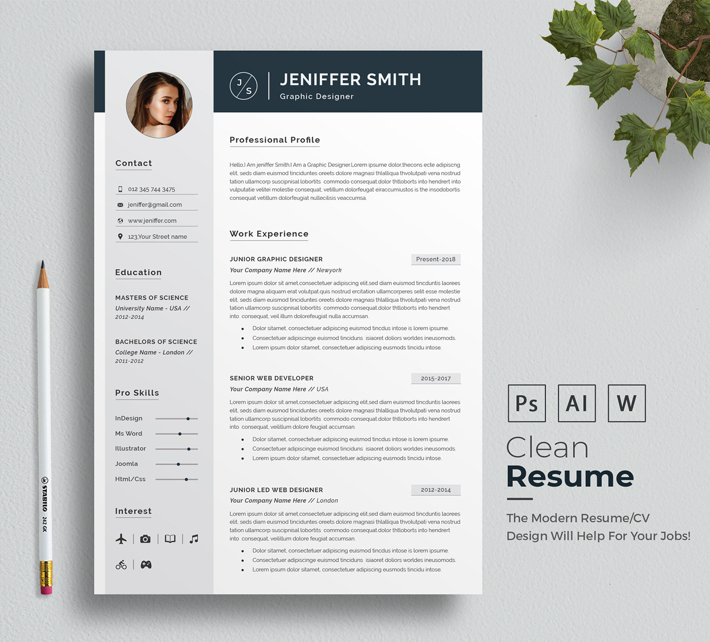 Free Resume Template with Photo Download Free Resume Templates Word On Behance