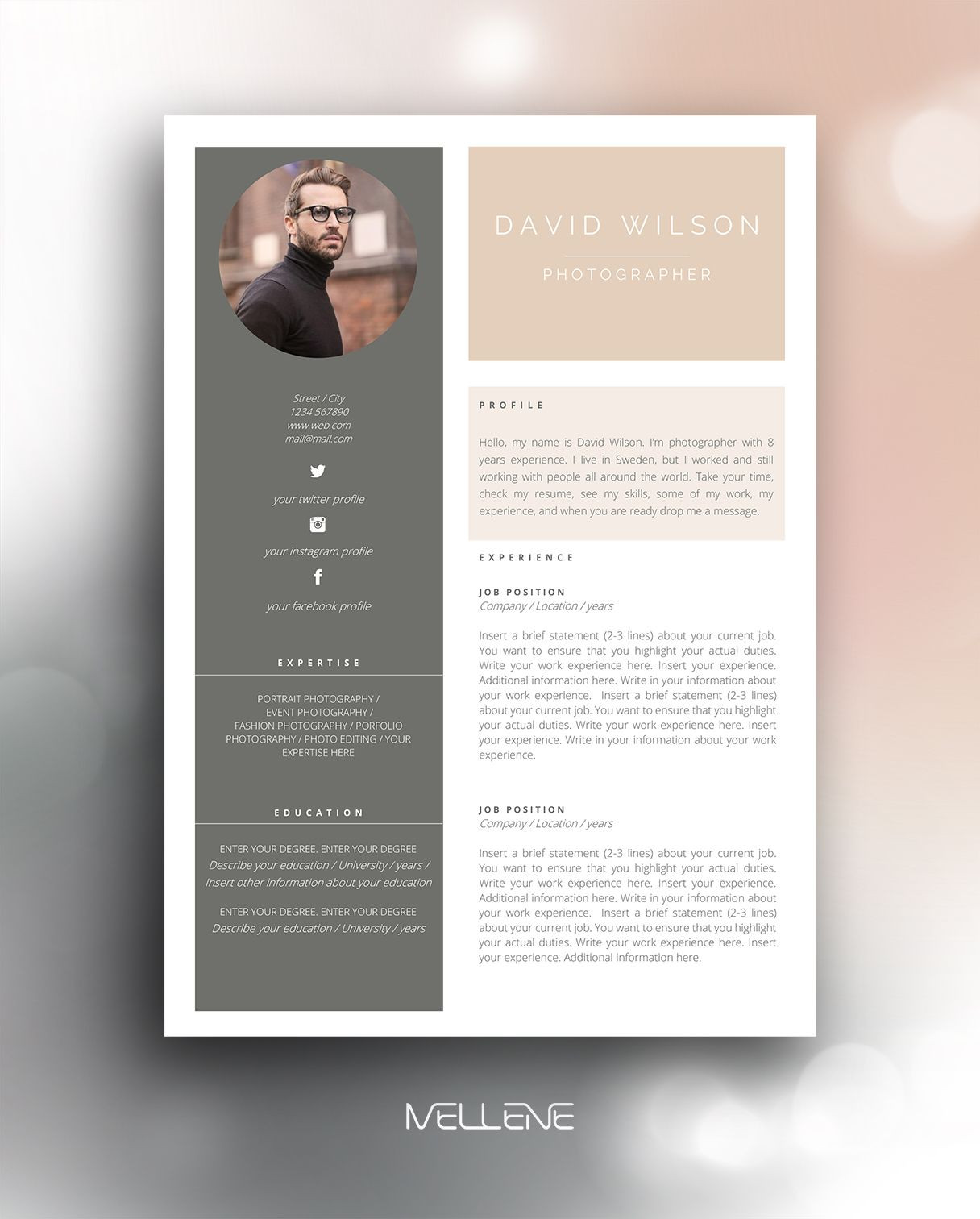 Free Resume Template with Photo Insert Download Resume Template for Pages / Ms Word Cv Template with Photo   Cover …