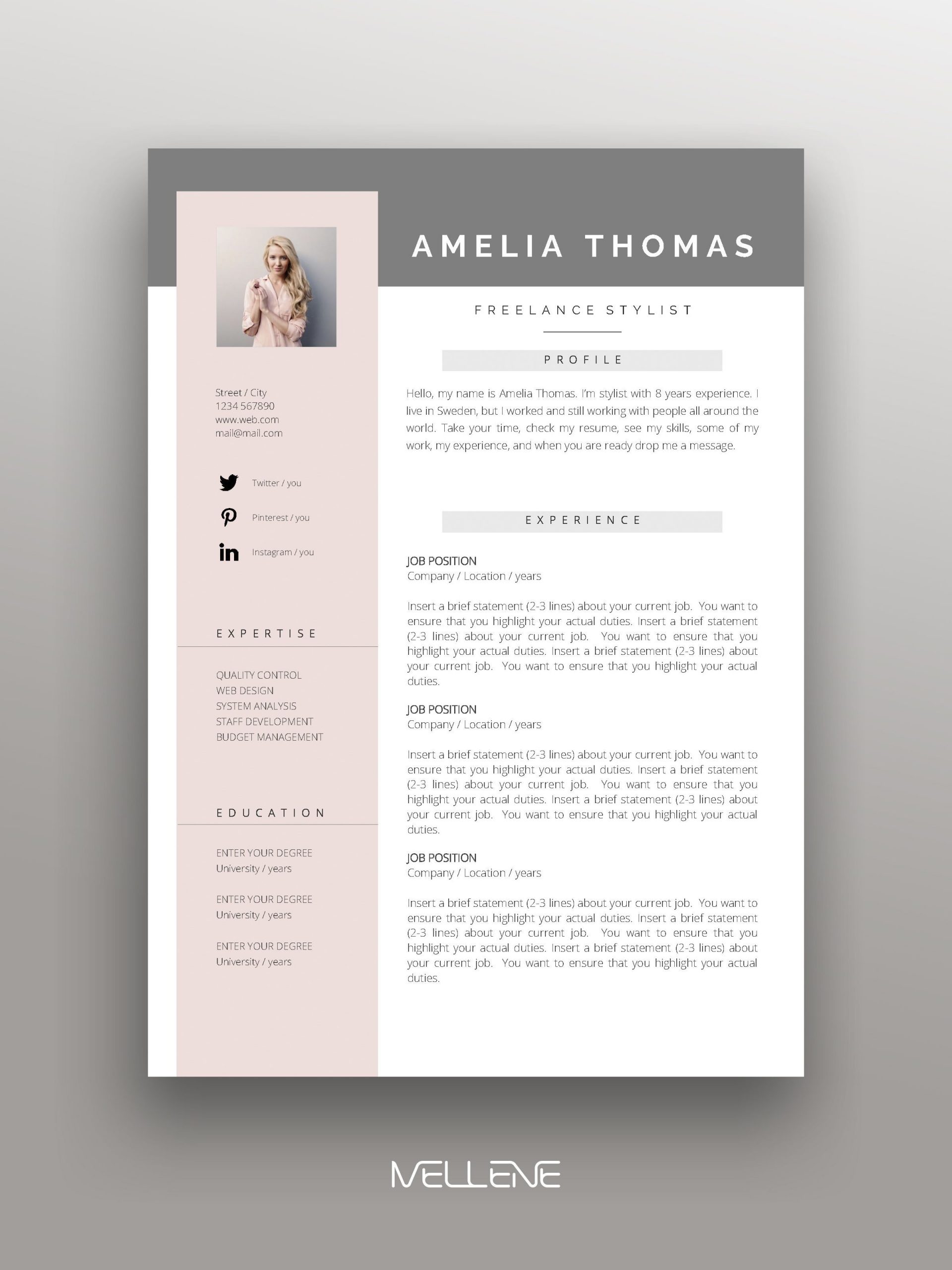 Free Resume Template with Photo Insert Download Resume Template for Pages, Word Cv Template with Photo. Cover …