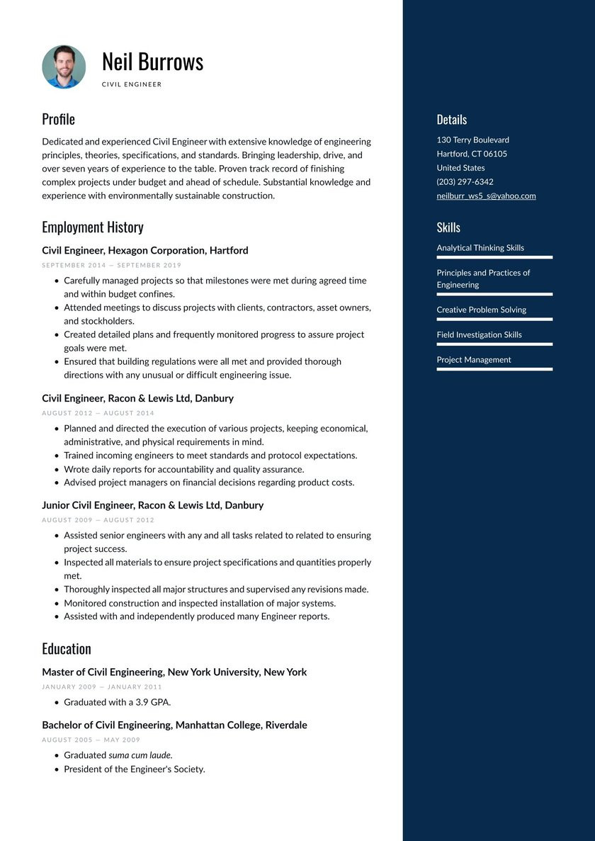 Free Resume Templates for Civil Engineers Civil Engineer Resume Examples & Writing Tips 2021 (free Guide)