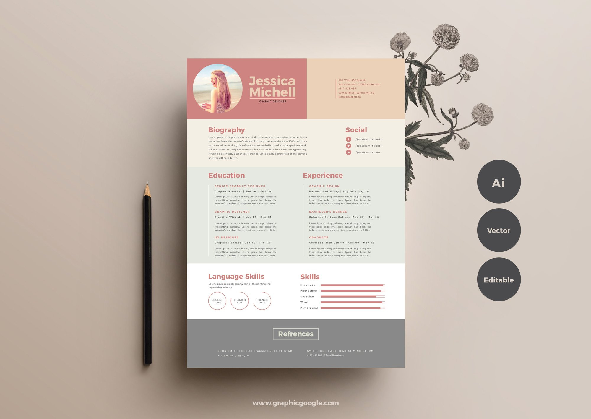 Free Resume Templates for Graphic Designers Free Simple and Elegant Resume Template In Illustrator (ai) format …
