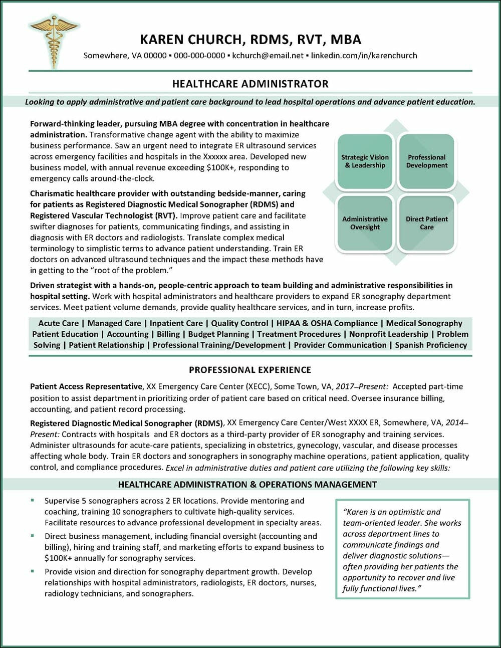 Free Resume Templates for Healthcare Administration Healthcare Administrator Resume Example – Distinctive Career Services