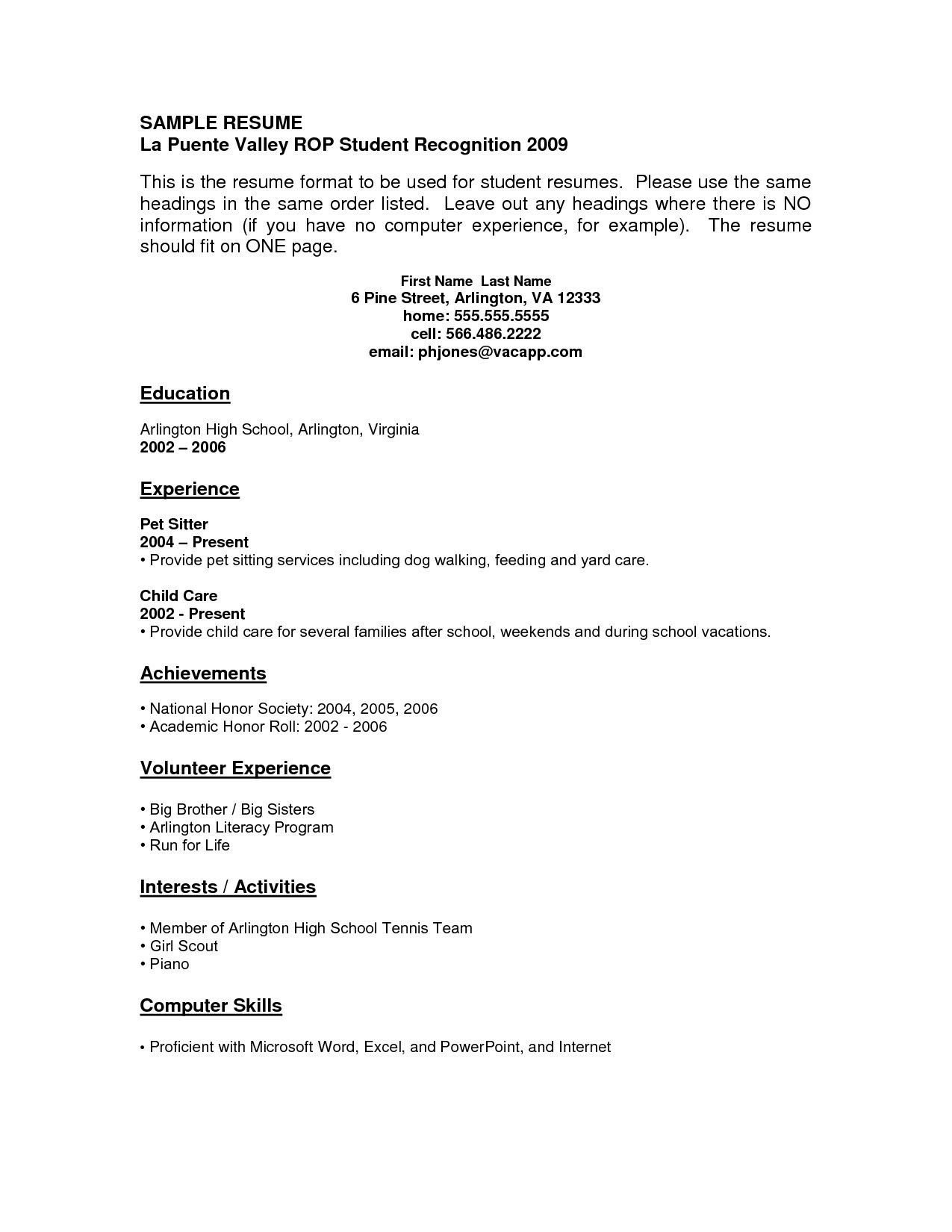 Free Resume Templates for Highschool Students with No Experience Resume Examples with No Job Experience – Resume Templates Job …