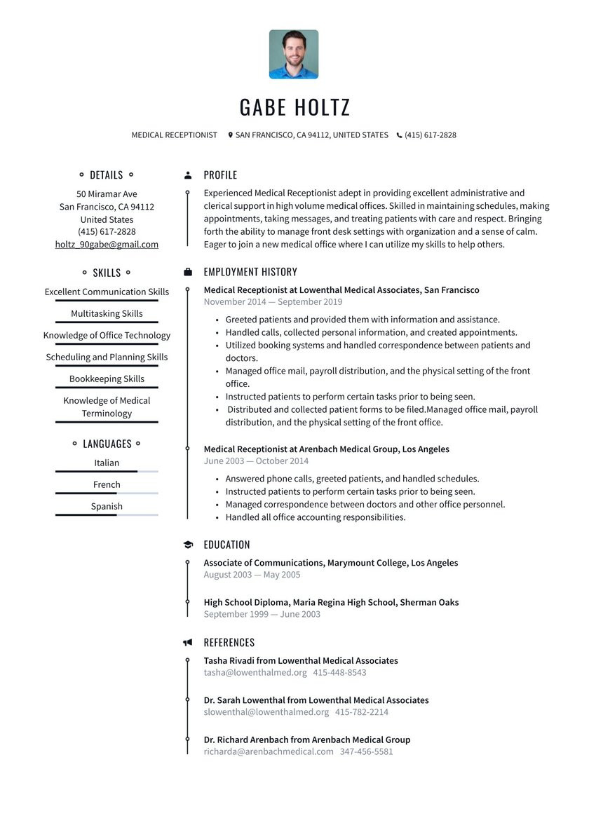 Free Resume Templates for Medical Receptionist Medical Receptionist Resume Examples & Writing Tips 2021 (free Guide)