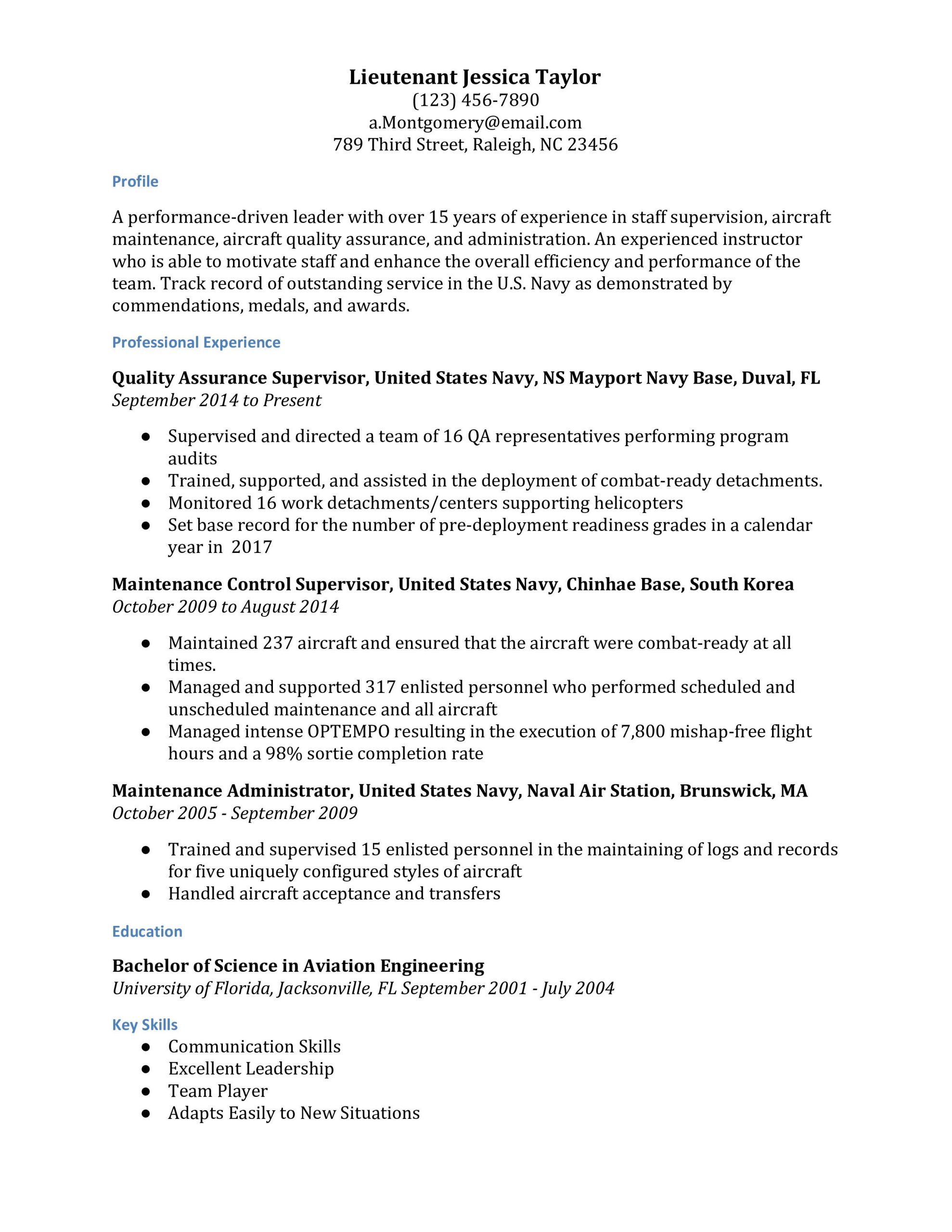 Free Resume Templates for Military to Civilian Military-to-civilian Resume Examples – Resumebuilder.com Free Resume Templates for Military to Civilian Military-to-civilian Resume Examples – Resumebuilder.com