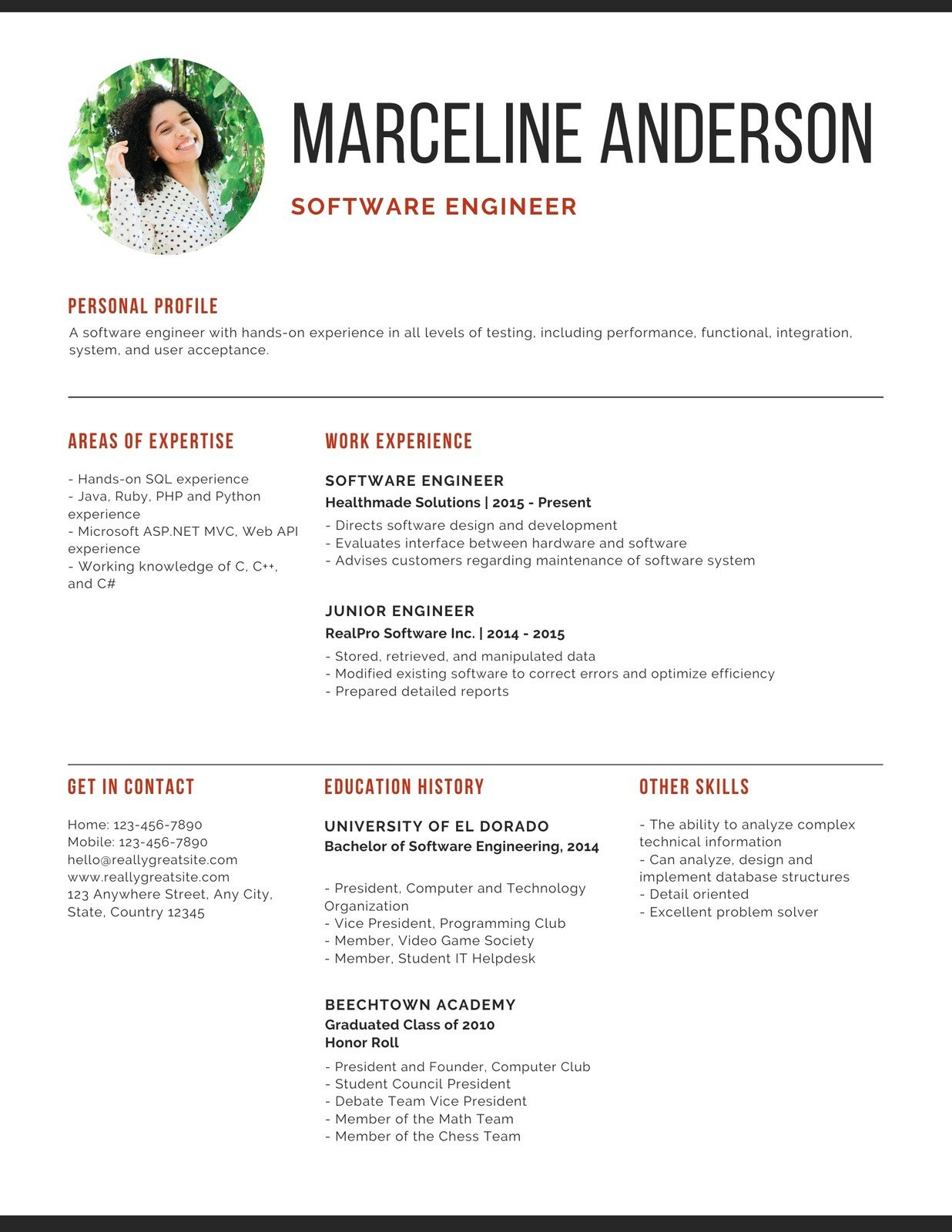 Free Resume Templates for software Developer Simple Professional software Engineer Resume – Templates by Canva