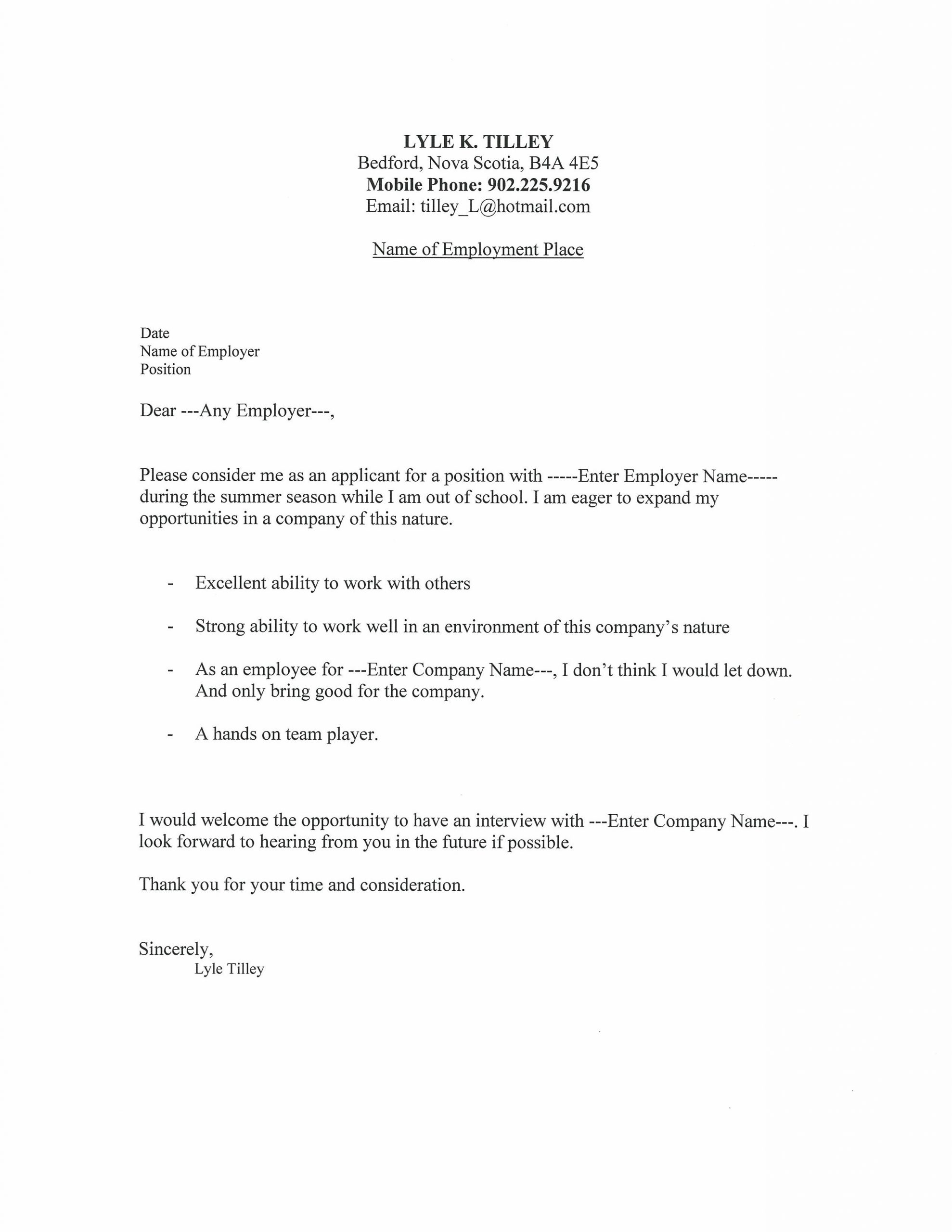 Free Sample Of A Resume Cover Letter Cover Letter for Resume Fotolip