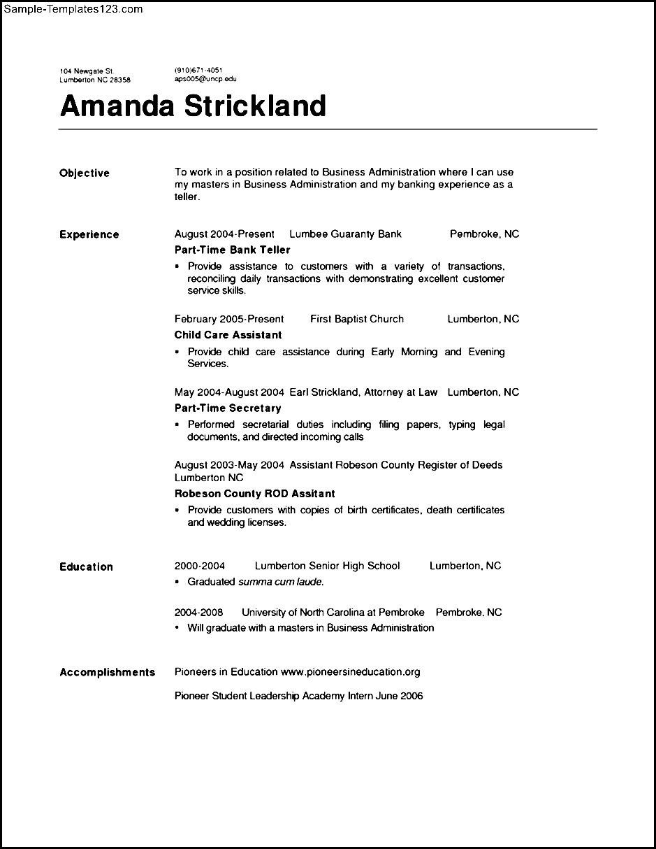 Free Sample Resume for Bank Teller Bank Teller Resume Sample Templates