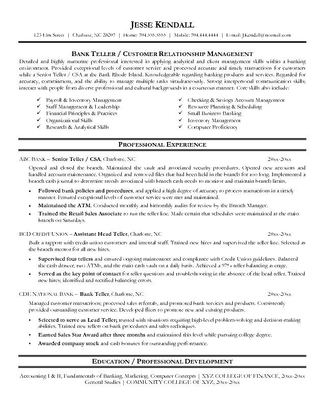 Free Sample Resume for Bank Teller Good Bank Teller Resume