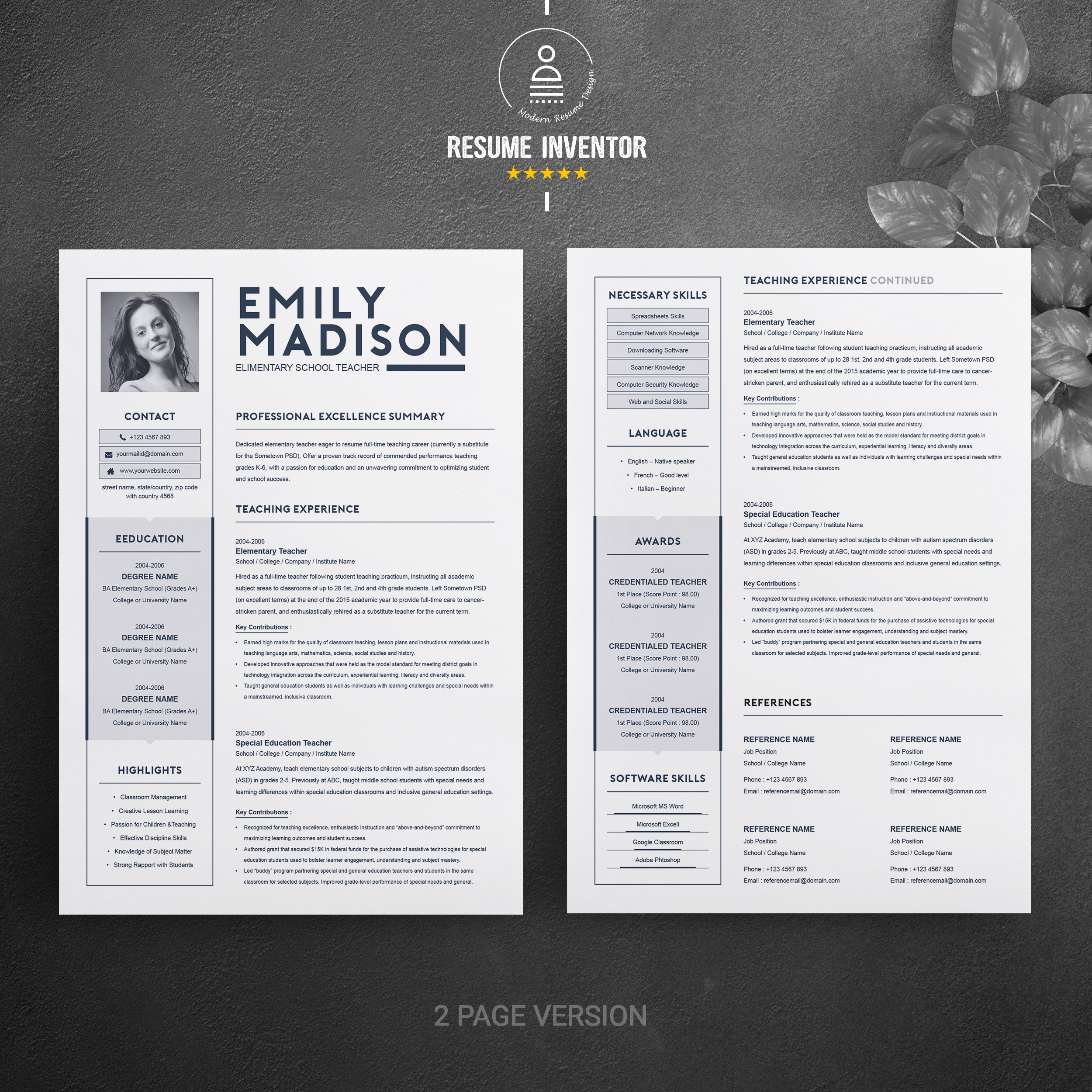 Free Special Education Teacher Resume Templates Teacher Resume Template for Ms Word – Graphicfy