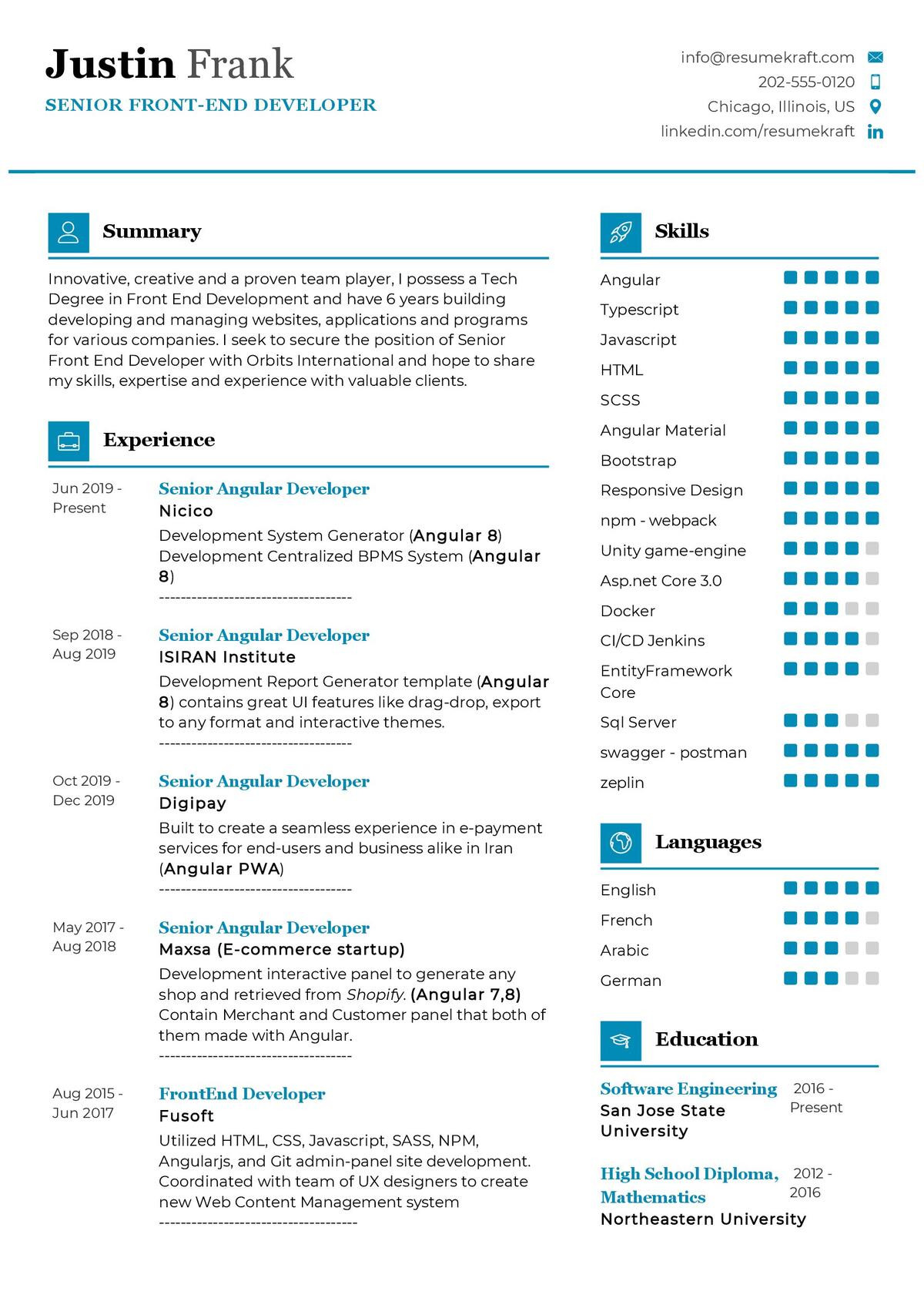 Front End Developer Resume Template Download Senior Front-end Developer Cv Template 2021 Writing Tips …