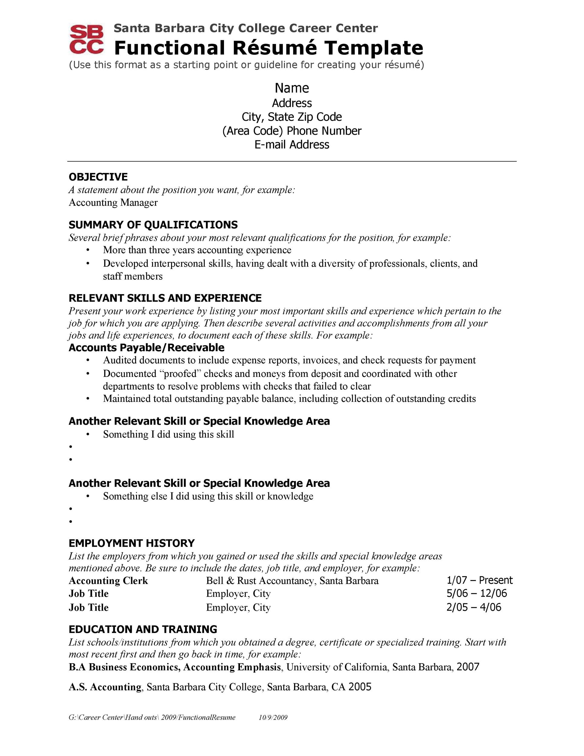 Functional Resume Template for College Student 50 College Student Resume Templates (& format) á Templatelab