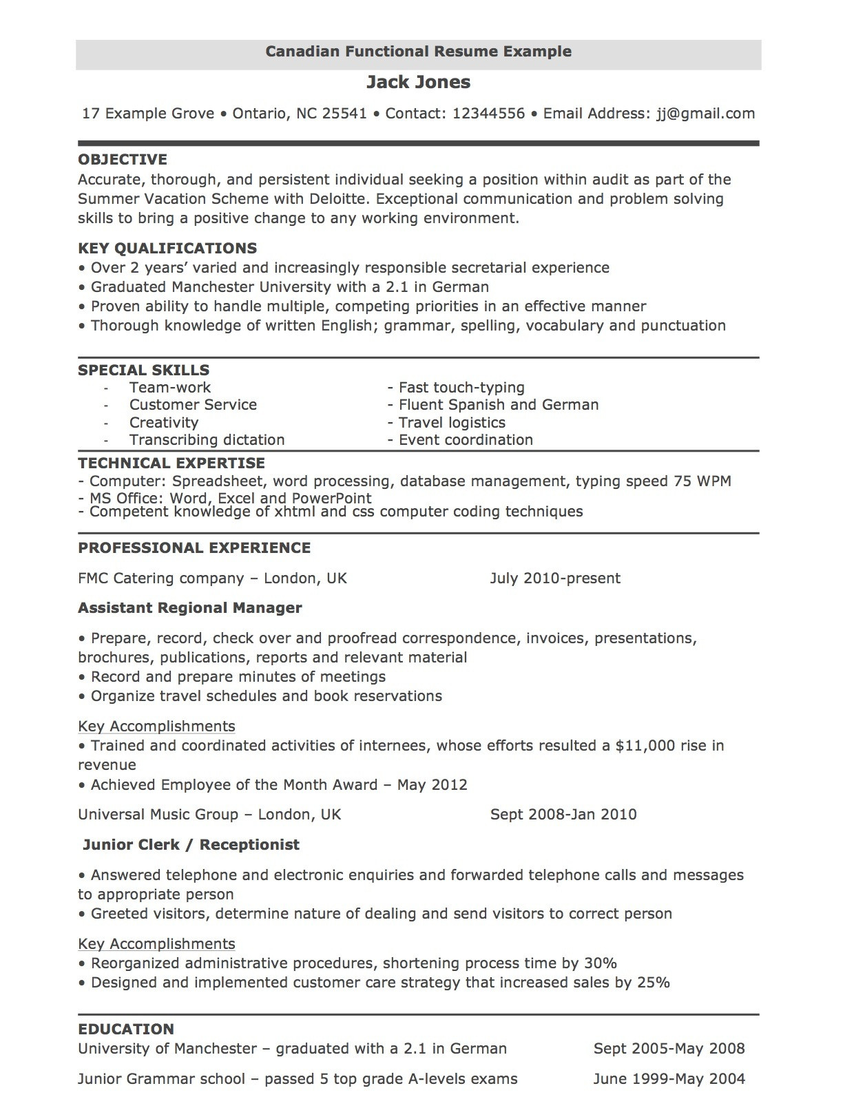 Functional Resume Template for College Student Templates and Examples – Joblers