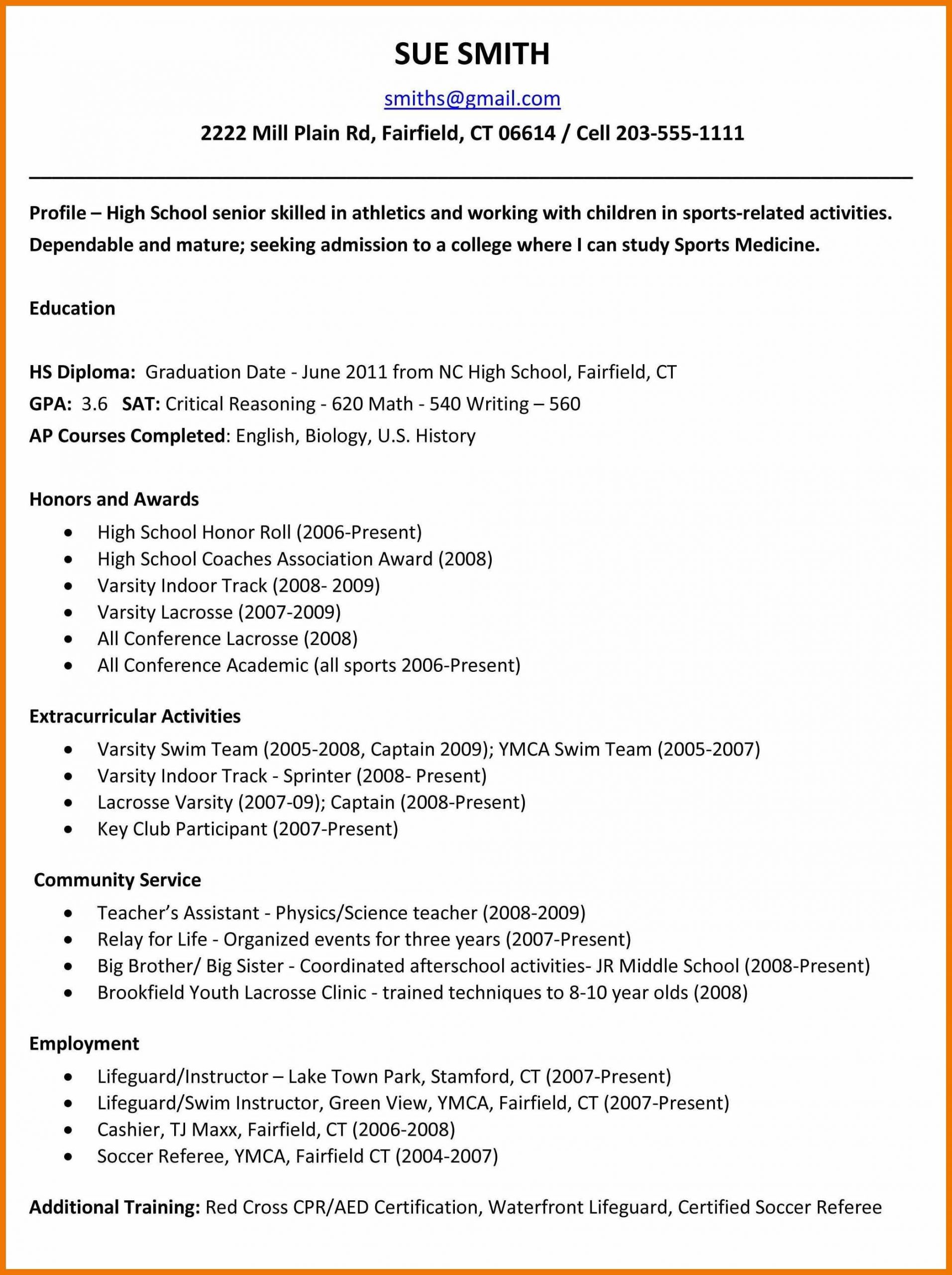 High School Senior College Resume Template High School Senior College Resume Examples, High School Senior …