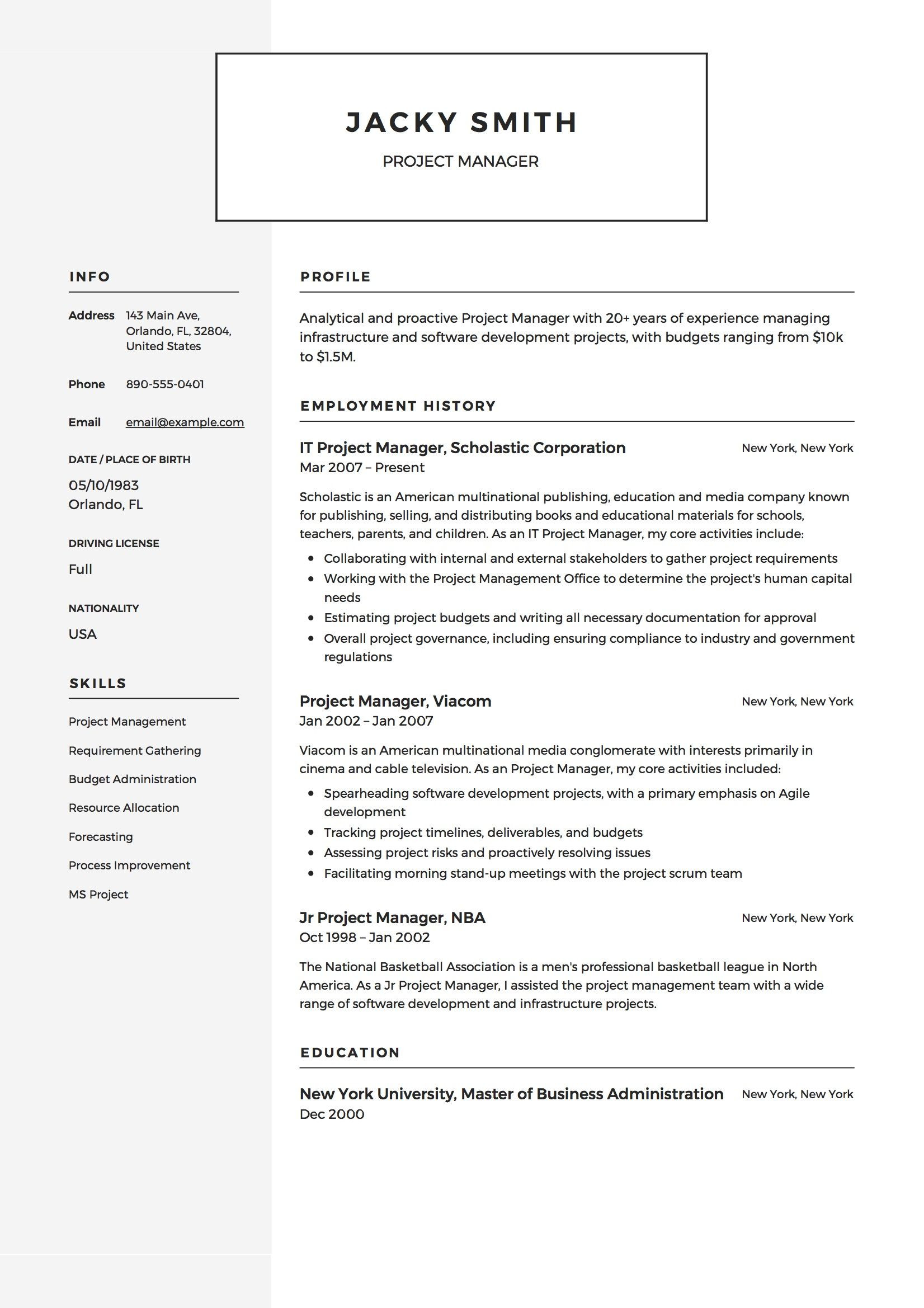 It Infrastructure Project Manager Resume Samples Project Manager Resume Example Project Manager Resume, Manager …