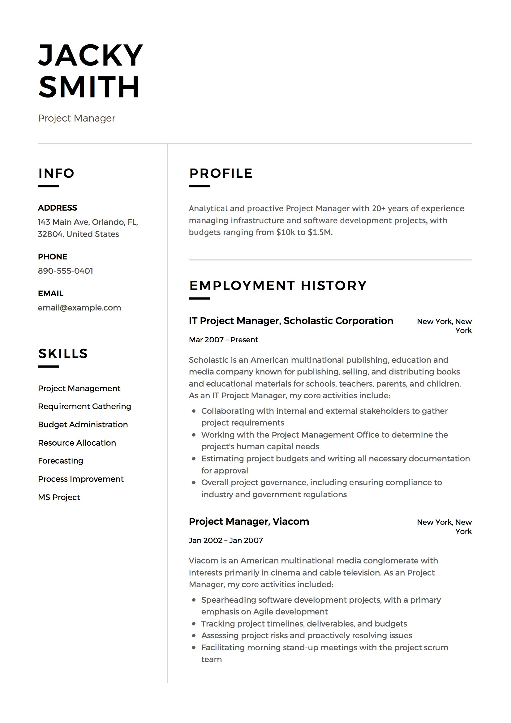 It Infrastructure Project Manager Resume Samples Resume It Project Manager Example – Resume format We Build Smiles