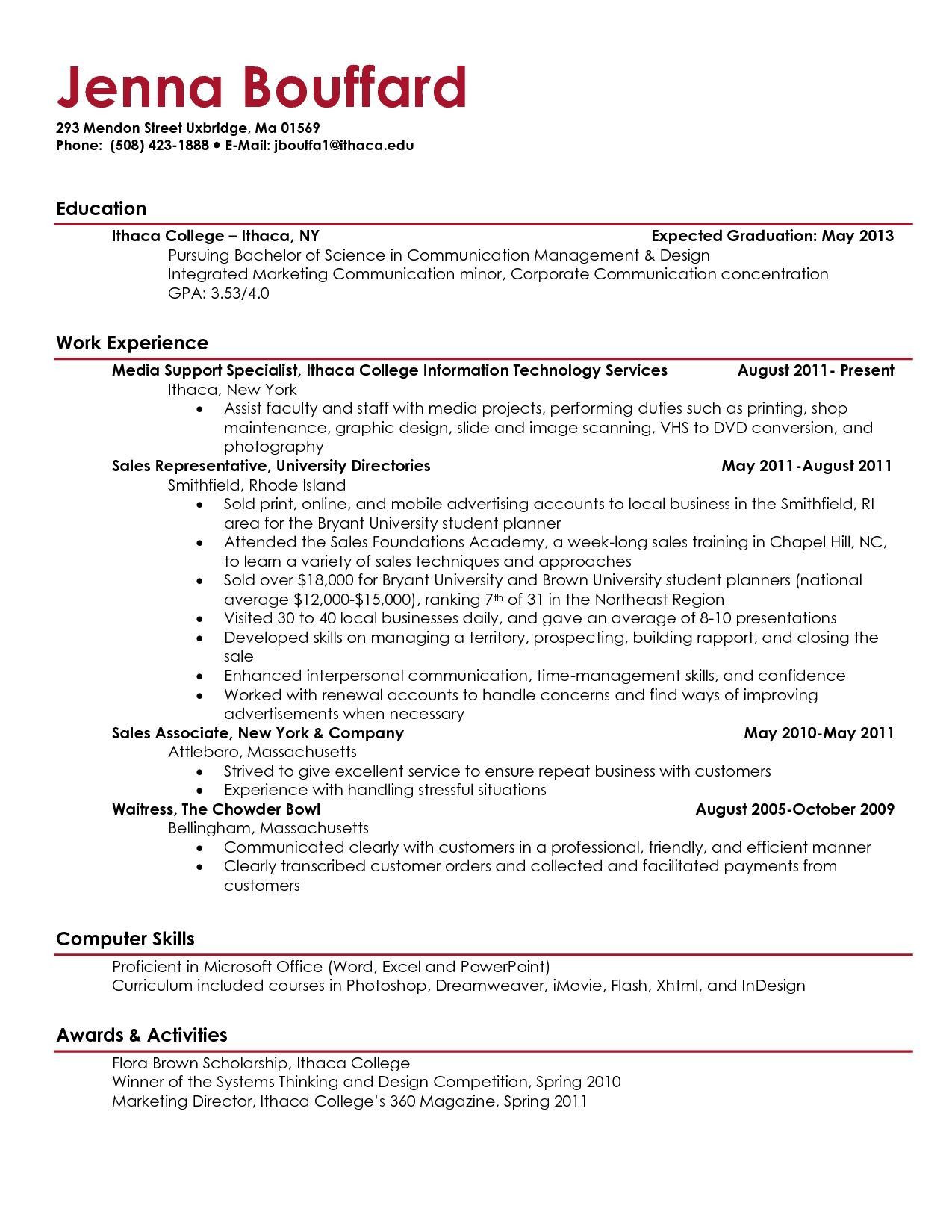 It Resume Samples for College Students Resume Templates for College Students , #college #resume …