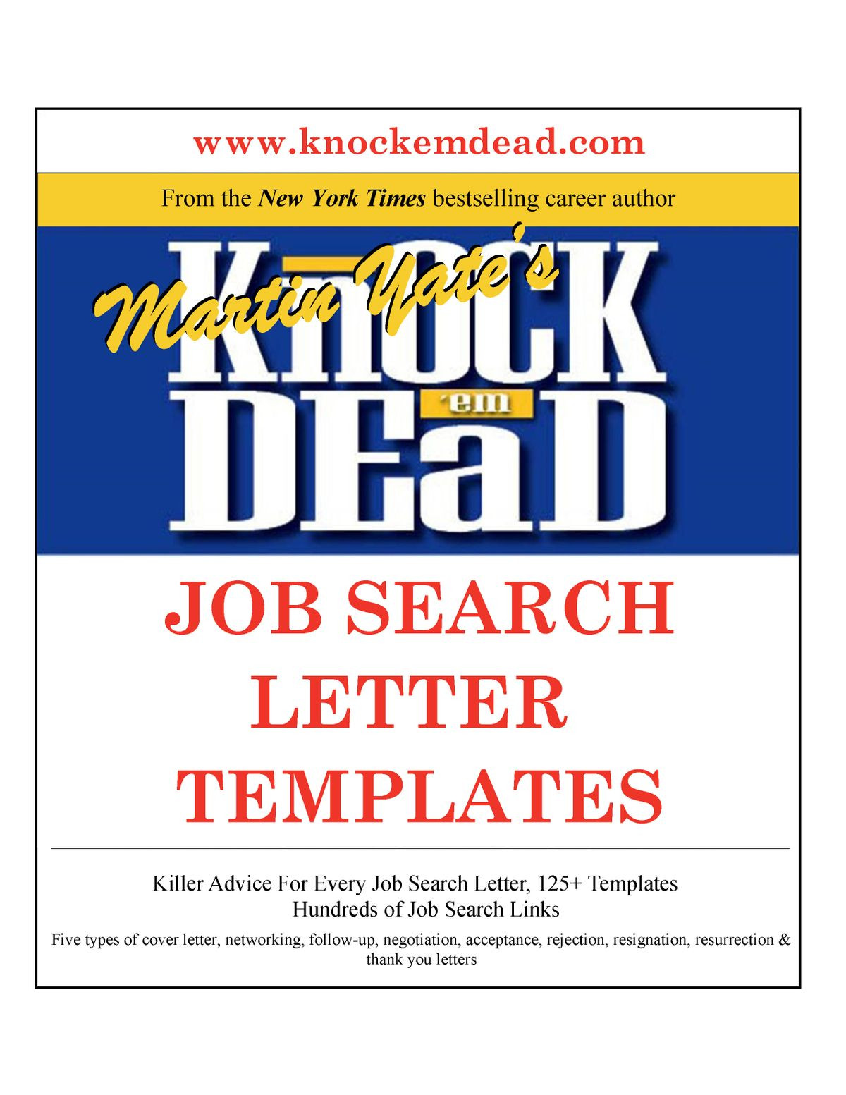 Knock Em Dead Resume Templates Download Knock Em Dead Job Search Letter Templates Ebook by Martin Yate …