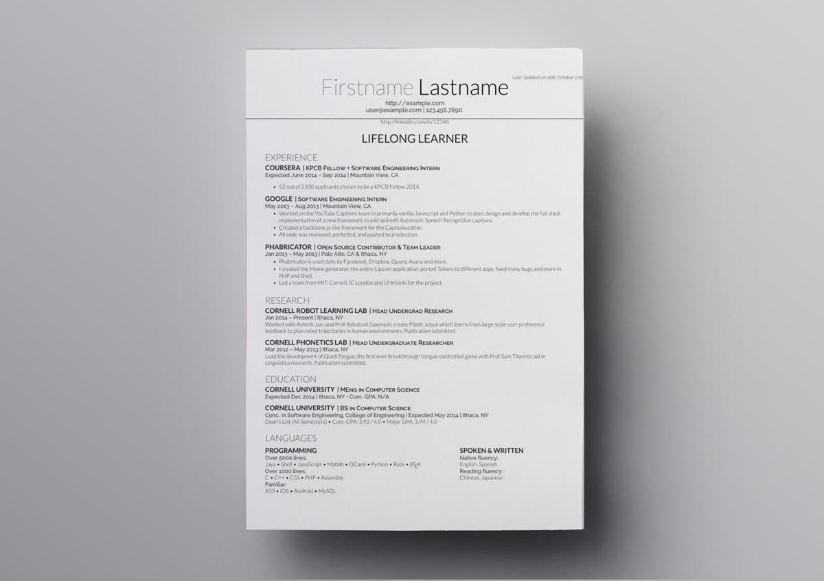 Latex Resume Template software Engineer Fresher 10lancarrezekiq Free Latex Resume Templates for Academic or Tech Cv