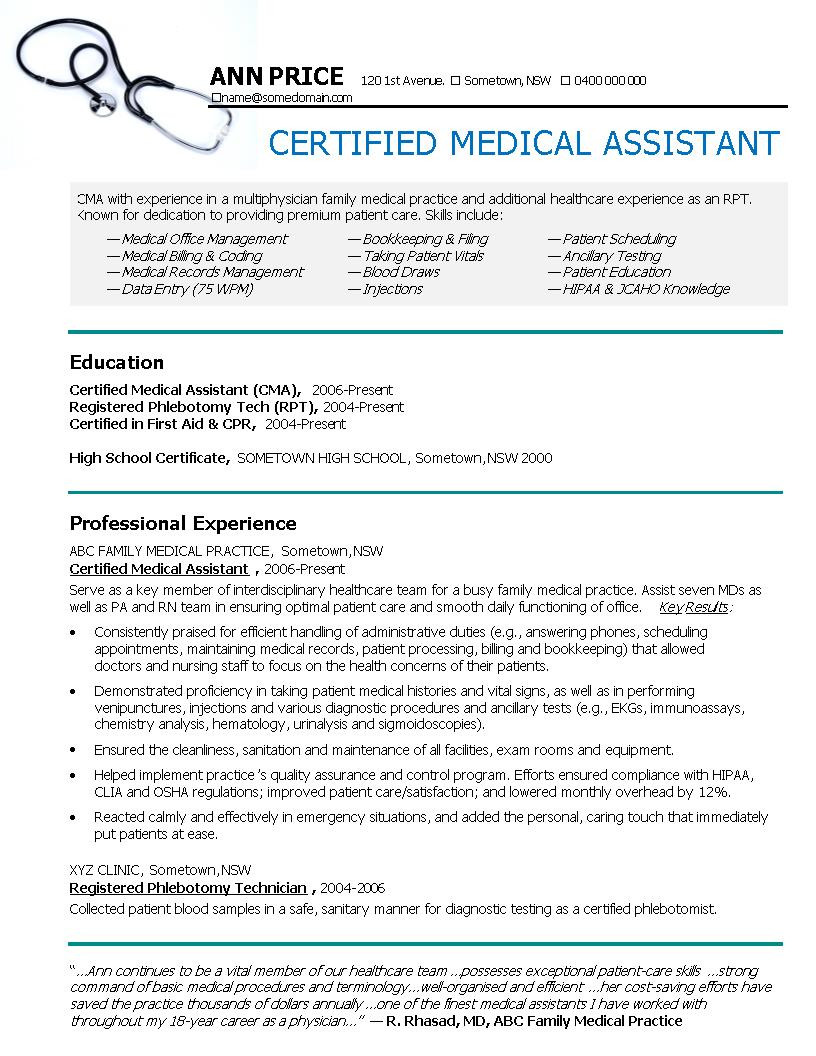 Medical assistant Resume Template Free Download 24 Best Medical assistant Sample Resume Templates – Wisestep